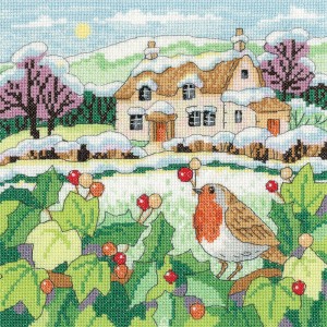 Borduurpakket Snowy Cottage...