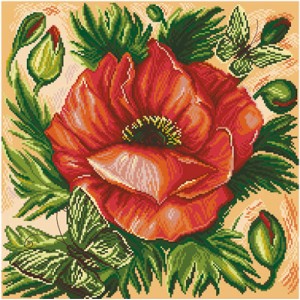 Pre-printed Aida Poppy -...