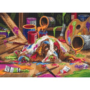 Borduurpakket Puppy Picasso...