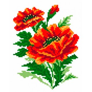 Pre-printed Aida Poppies -...