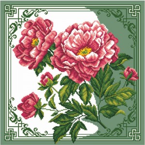 Pre-printed Aida Peonies -...