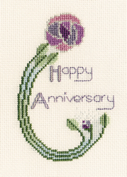 Cross stitch kit Greeting Card - Mackintosh Rose  - Derwentwater Designs