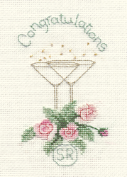Cross stitch kit Greeting Card - Rose And Champagne  - Bothy Threads