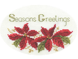 Borduurpakket Christmas Card - Poinsettias  - Derwentwater Designs
