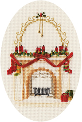 Cross stitch kit Christmas Card - Fireplace  - Bothy Threads