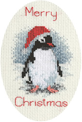 Borduurpakket Christmas Card - Penguin  - Derwentwater Designs
