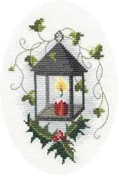Borduurpakket Christmas Card - Lantern  - Derwentwater Designs