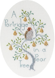 Borduurpakket Christmas Card - A Partridge In A Pear Tree - Derwentwater Designs