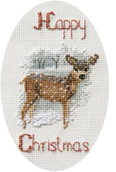 Borduurpakket Christmas Card - Deer in a Snowstorm - Bothy Threads