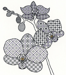 Cross stitch kit Blackwork - Orchid - Bothy Threads