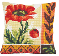 Cushion cross stitch kit Coquelicot Nouveau - Collection d'Art