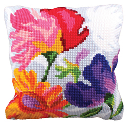 Cushion cross stitch kit Stylish Flowers - Collection d'Art