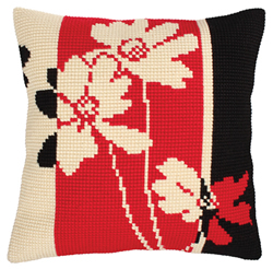 Cushion cross stitch kit Red and Black - Collection d'Art