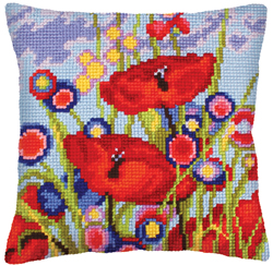 Kussen borduurpakket Red Poppies - Collection d'Art