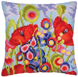 Kussen borduurpakket Red Poppies - Collection d'Art