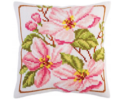 Cushion cross stitch kit Pink magnolia - Collection d'Art