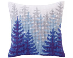 Cushion cross stitch kit Winter forest - Collection d'Art