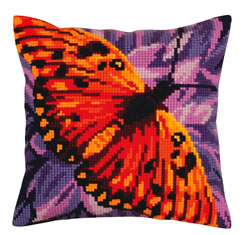 Cushion cross stitch kit Butterfly - Collection d'Art