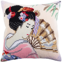 Cushion cross stitch kit Beautiful Japanese - Collection d'Art