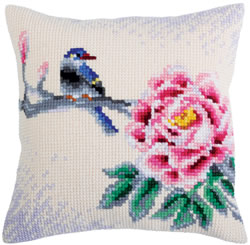 Kussen borduurpakket Flower and Bird - Collection d'Art