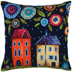 Cushion cross stitch kit Bloomy street - Collection d'Art