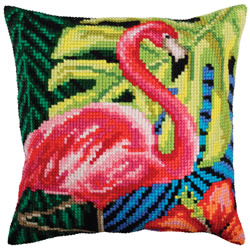 Kussen borduurpakket Pink Flamingo - Collection d'Art