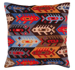 Cushion cross stitch kit Ornament - fish - Collection d'Art