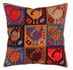 Cushion cross stitch kit Ornament - birds - Collection d'Art