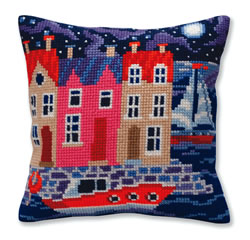 Kussen borduurpakket Night harbor - Collection d'Art