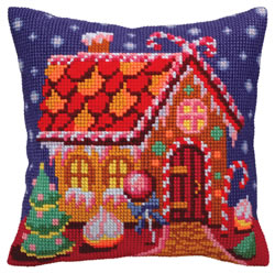 Kussen borduurpakket Gingerbread Lodge - Collection d'Art