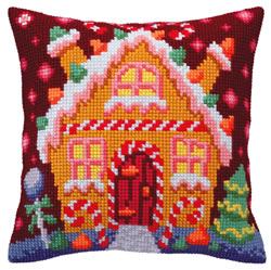 Kussen borduurpakket Gingerbread Lodge - Collection d'Art