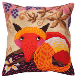 Cushion cross stitch kit Fox and grape - Collection d'Art