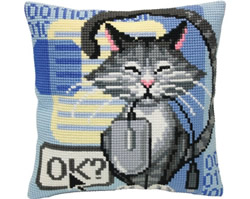 Kussen borduurpakket Cat and Mouse - Collection d'Art