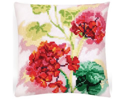 Kussen borduurpakket Red Geranium  - Collection d'Art