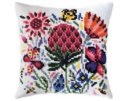 Cushion cross stitch kit Meadow Clover - Collection d'Art