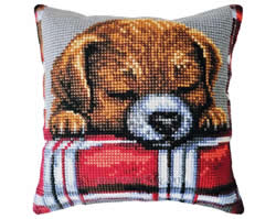 Cushion counted cross stitch kit Beloved Puppy - Collection d'Art