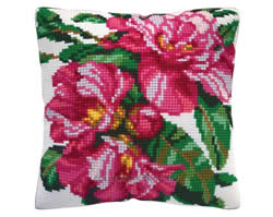 Cushion counted cross stitch kit Azalea - Collection d'Art