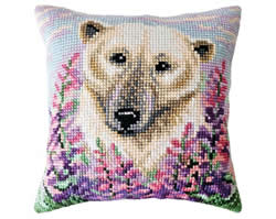 Cushion cross stitch kit Polar Bear - Collection d'Art