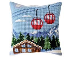 Cushion cross stitch kit Winter Holidays - Collection d'Art