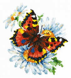 Cross stitch kit Butterfly and daisies - Magic Needle