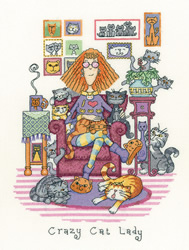 Cross stitch kit Crazy Cat Lady - Heritage Crafts