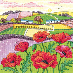 Borduurpakket Poppy Landscape - Heritage Crafts