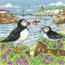 Cross stitch kit Puffin Shore - Heritage Crafts