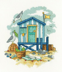 Cross stitch kit Blue Beach Hut - Heritage Crafts