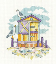 Borduurpakket Yellow Beach Hut - Heritage Crafts