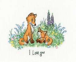 Cross stitch kit I Love You - Heritage Crafts