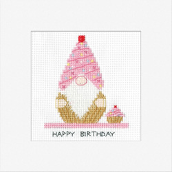 Cross stitch kit Gonk - Birthday Cupcake Card - Heritage Crafts