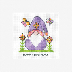Cross stitch kit Gonk - Birthday Flowers Card - Heritage Crafts