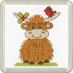 Cross stitch kit Highland Coaster - Robin & Holly - Heritage Crafts