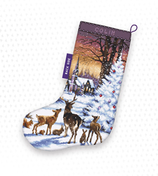 Cross stitch kit Christmas Wood Stocking - Leti Stitch